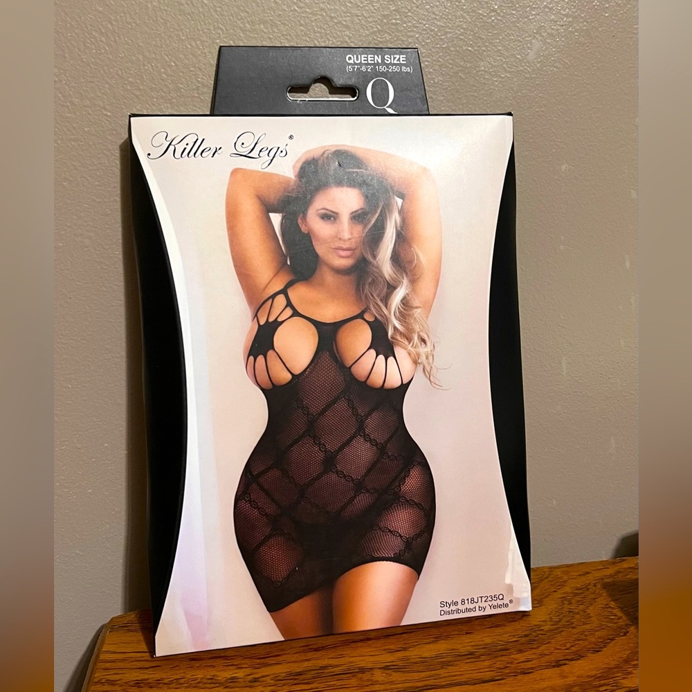 Fishnet Lingerie with Cutouts Black Queen Size